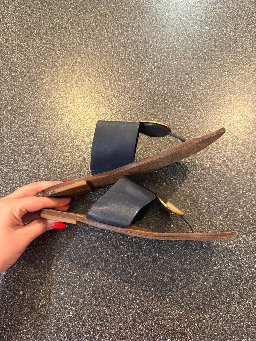 Women’s Tory Burch Patos Disk sandals in Navy Blue - size 9 - Picture 5 of 6
